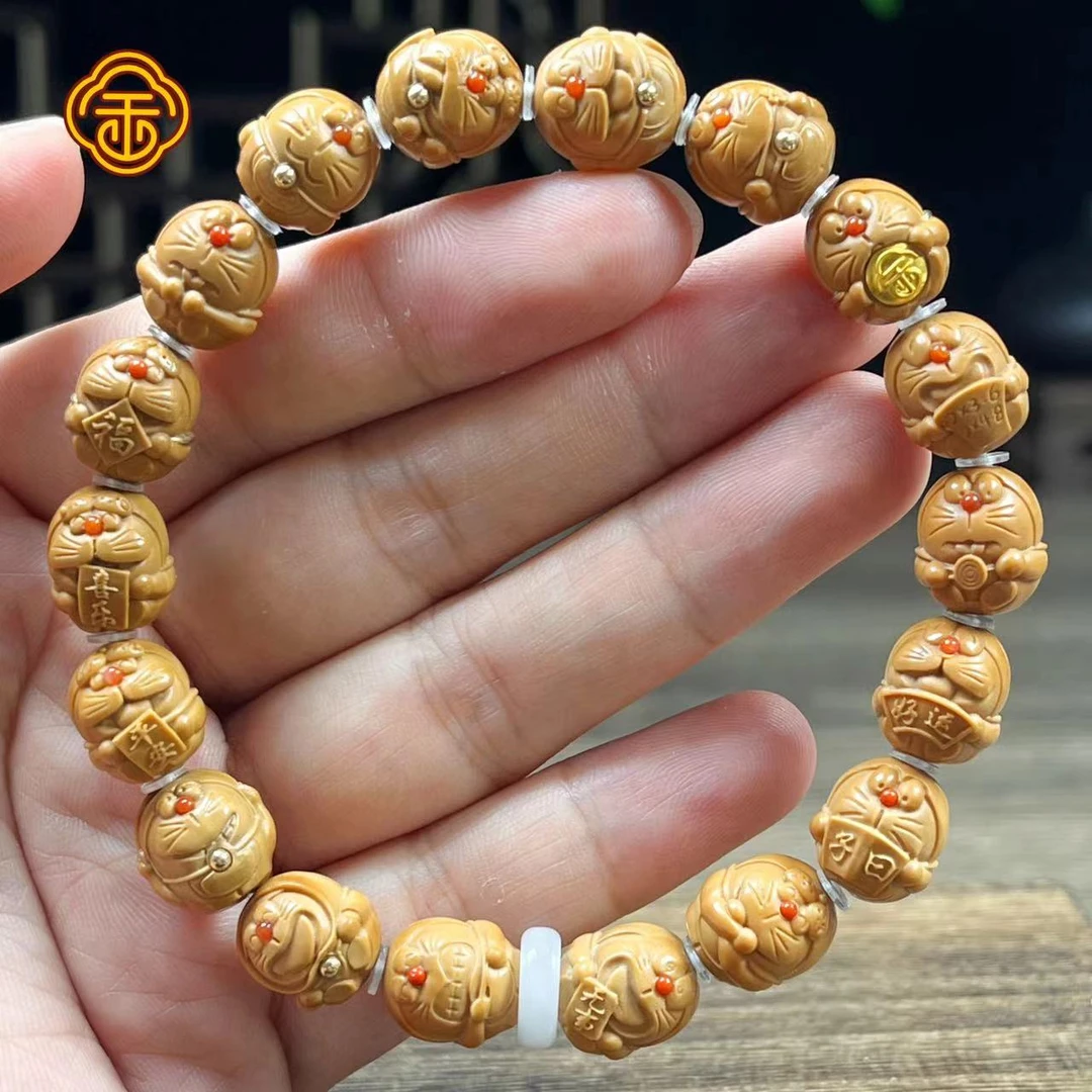 A猴头核桃 1.0机器猫满镶嵌+金标  文玩手串A