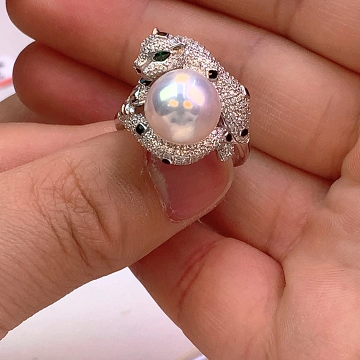 淡水珍珠戒指银S925镶嵌恒*
