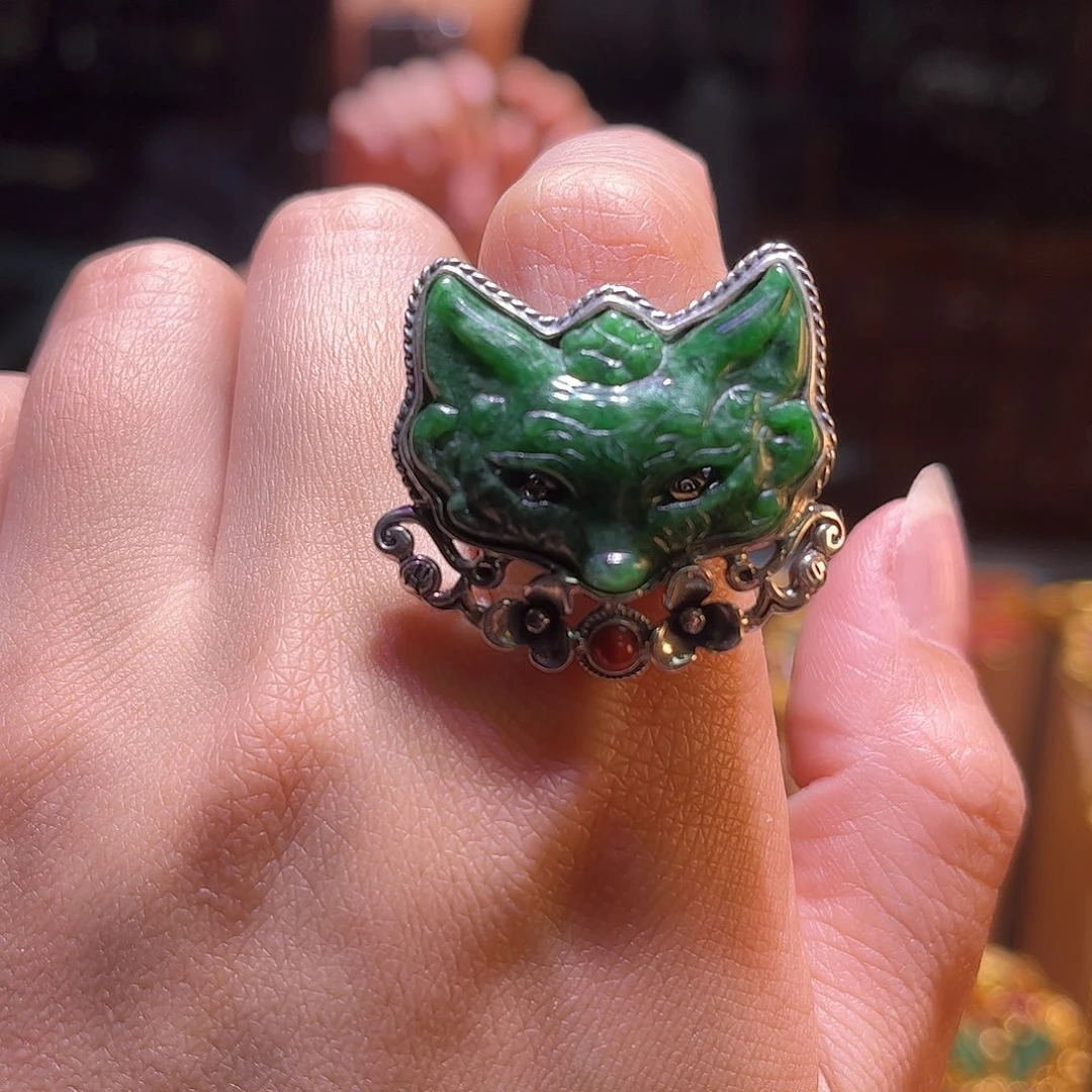 翡翠银S925镶嵌戒指