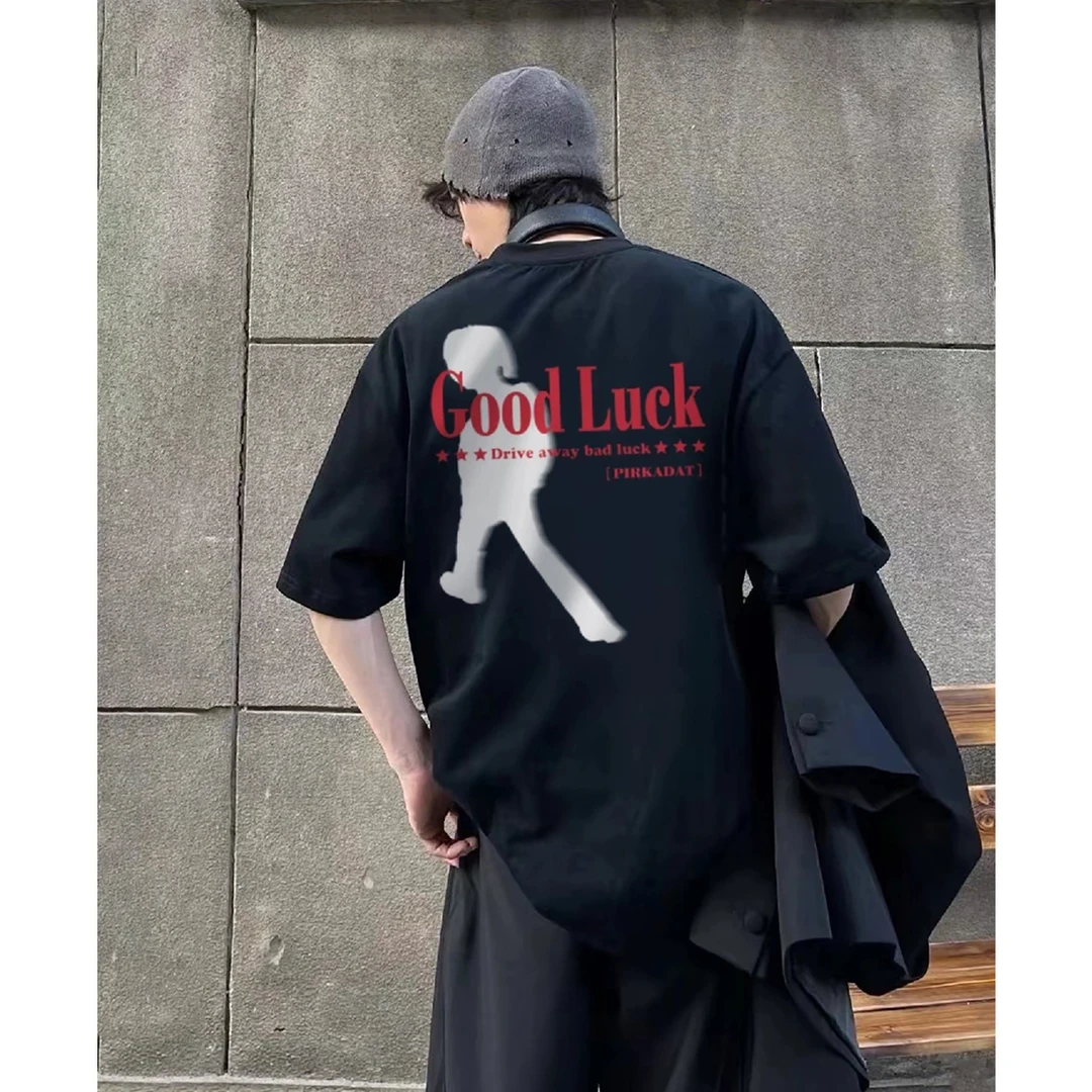 HandSeven美式街痞帅字母印花短袖T恤男女同款宽松百搭休闲上衣