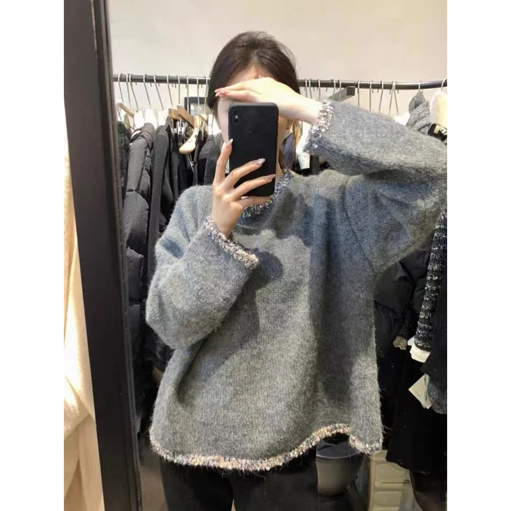 韩系慵懒风秋冬季韩版时尚百搭显瘦女休闲毛衣针织高级感上衣101