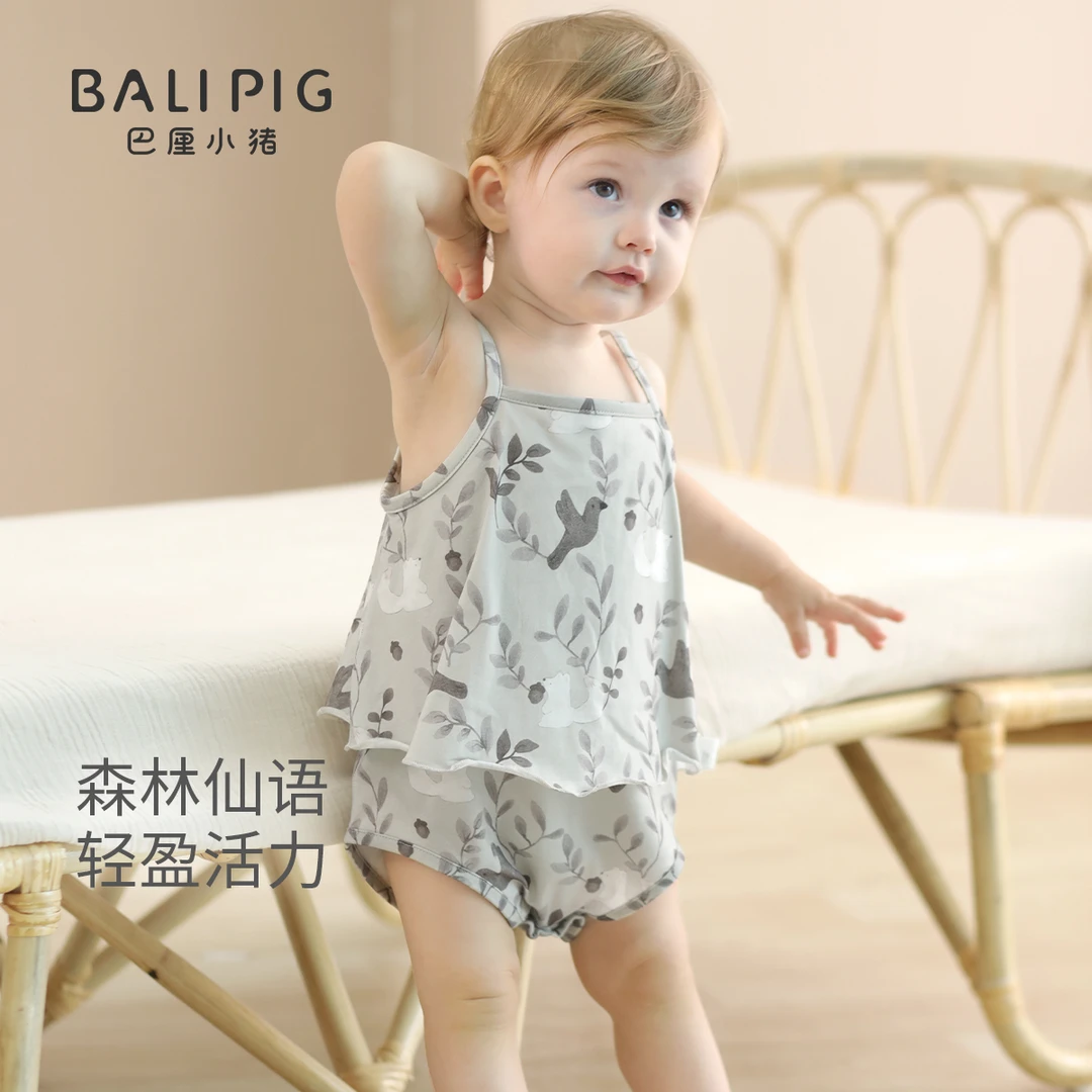 婴儿吊带包屁衣夏季小月龄公主装外出服薄款无袖连体衣女宝宝衣服