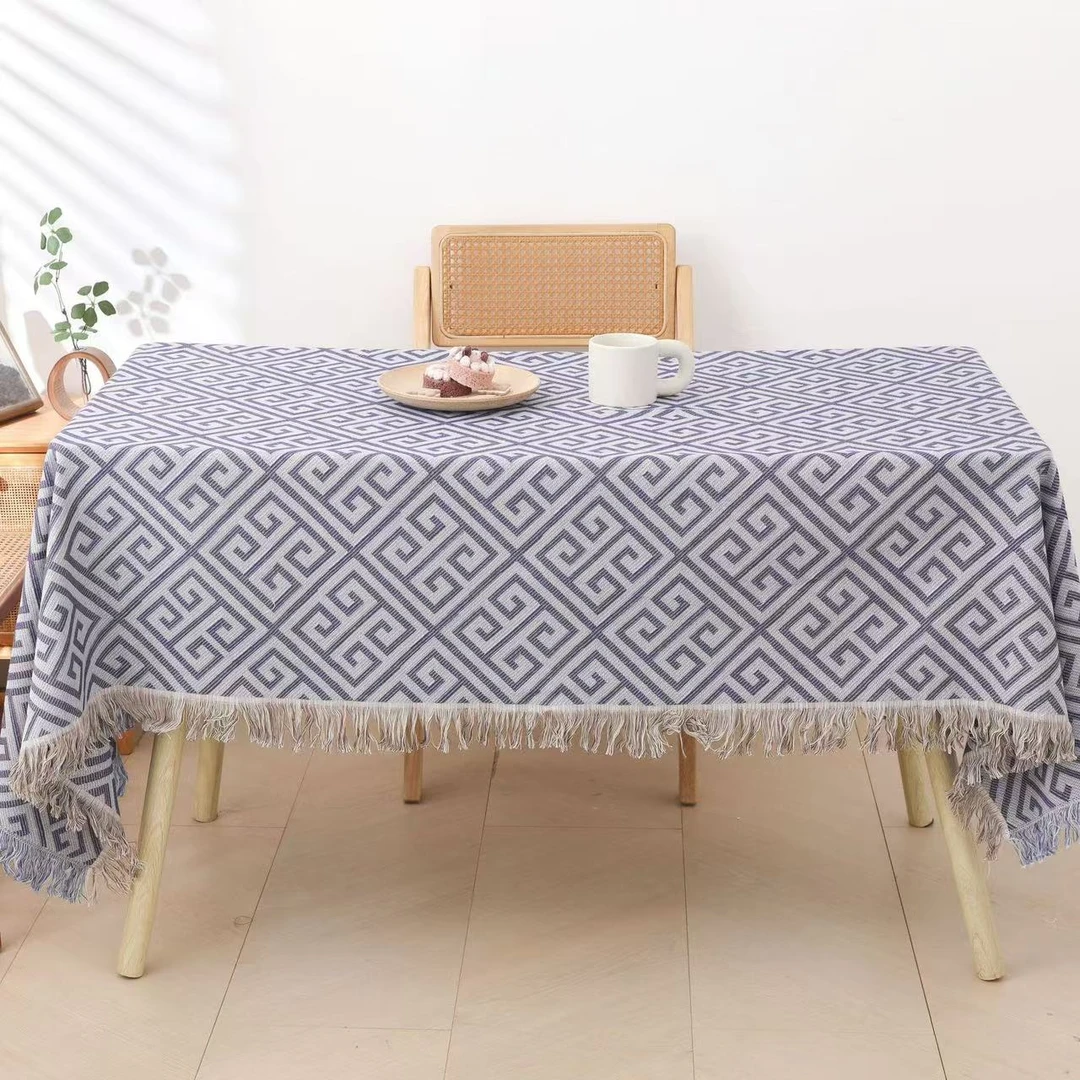 【回字格】 日式简约高级感桌布新款户外露营餐桌布艺纯棉台布