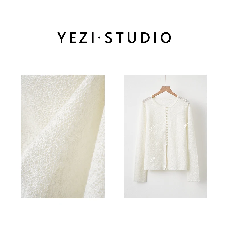 【花漾】松弛柔美桑蚕丝羊.毛欧根纱嵌花针织开衫25122007-2/15