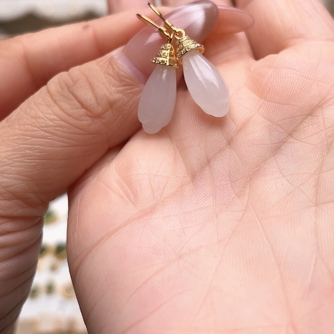 银S925镶嵌和田玉耳饰