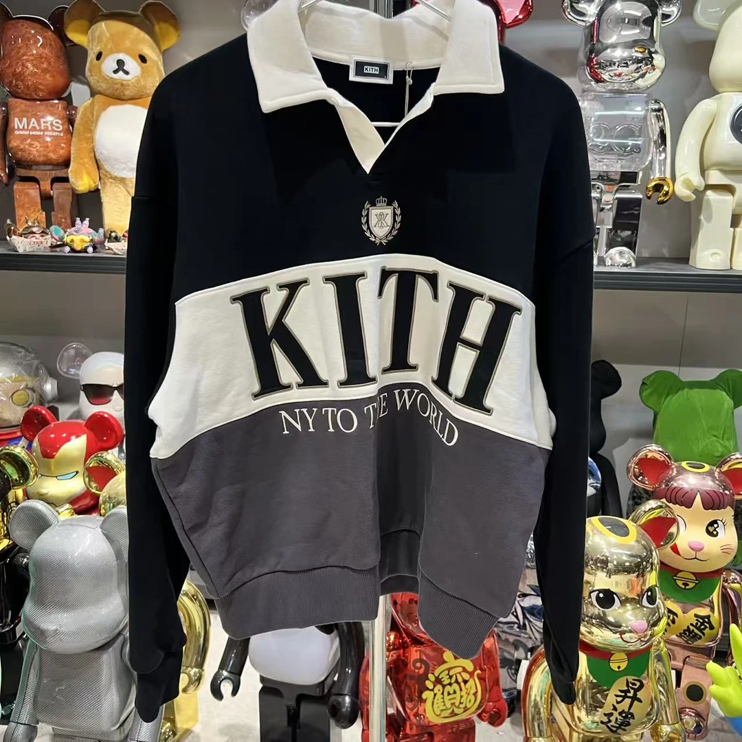 Ki 大标黑白灰拼接Polo卫衣 潮流服饰