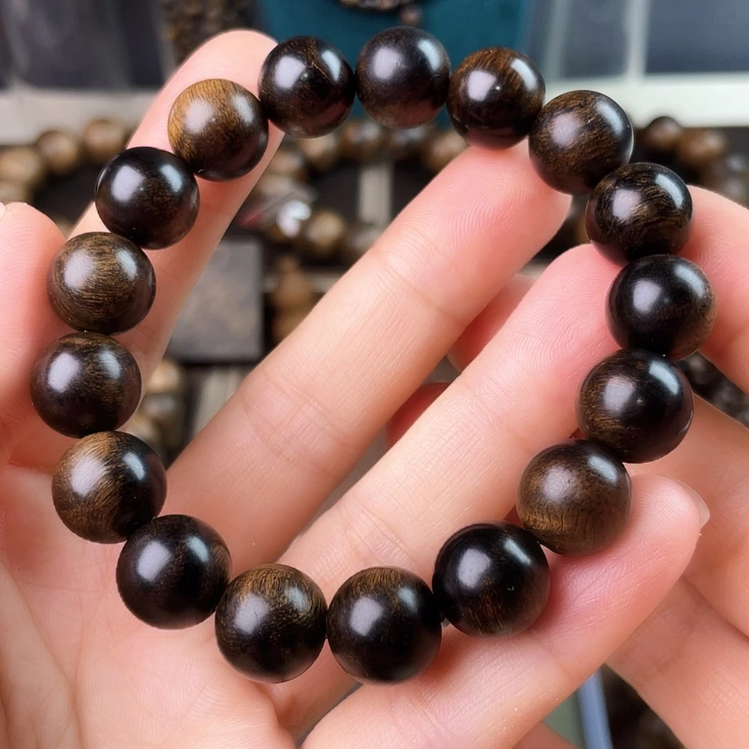 手串沉香木帝王紫棋玉化老料瘤疤1.2