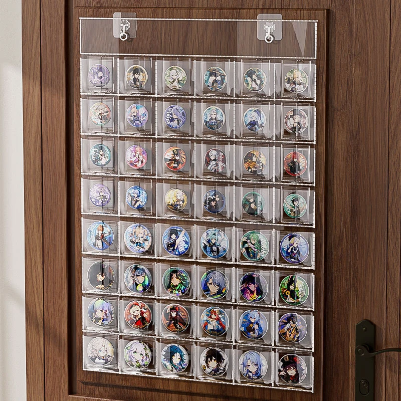 48格吧唧保护袋加背卡75mm吧唧展示架墙上镭射票徽章陈列架防氧化