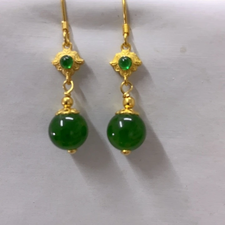 【闪购商品】和田玉（碧玉）银S925镶嵌耳饰11