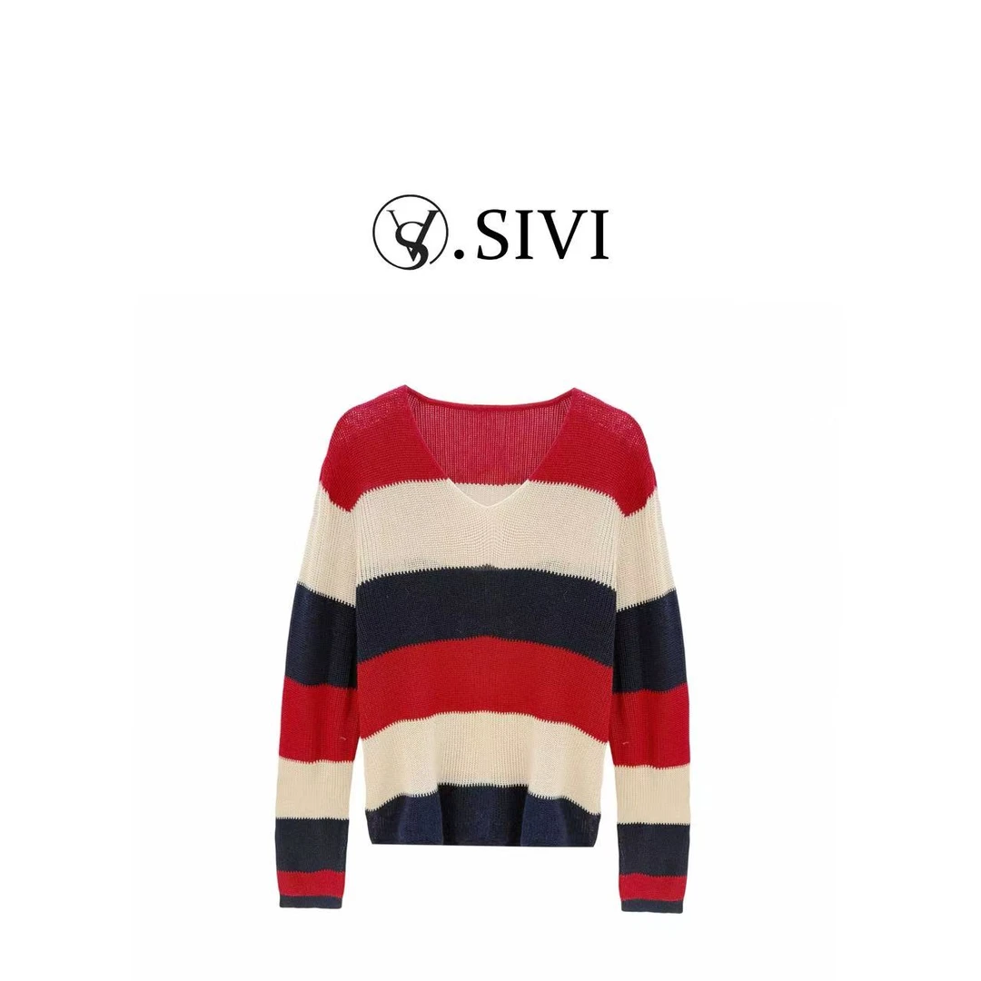 熙薇【放纵假日】2025早秋新款时尚气质休闲百搭毛衣上衣H5115