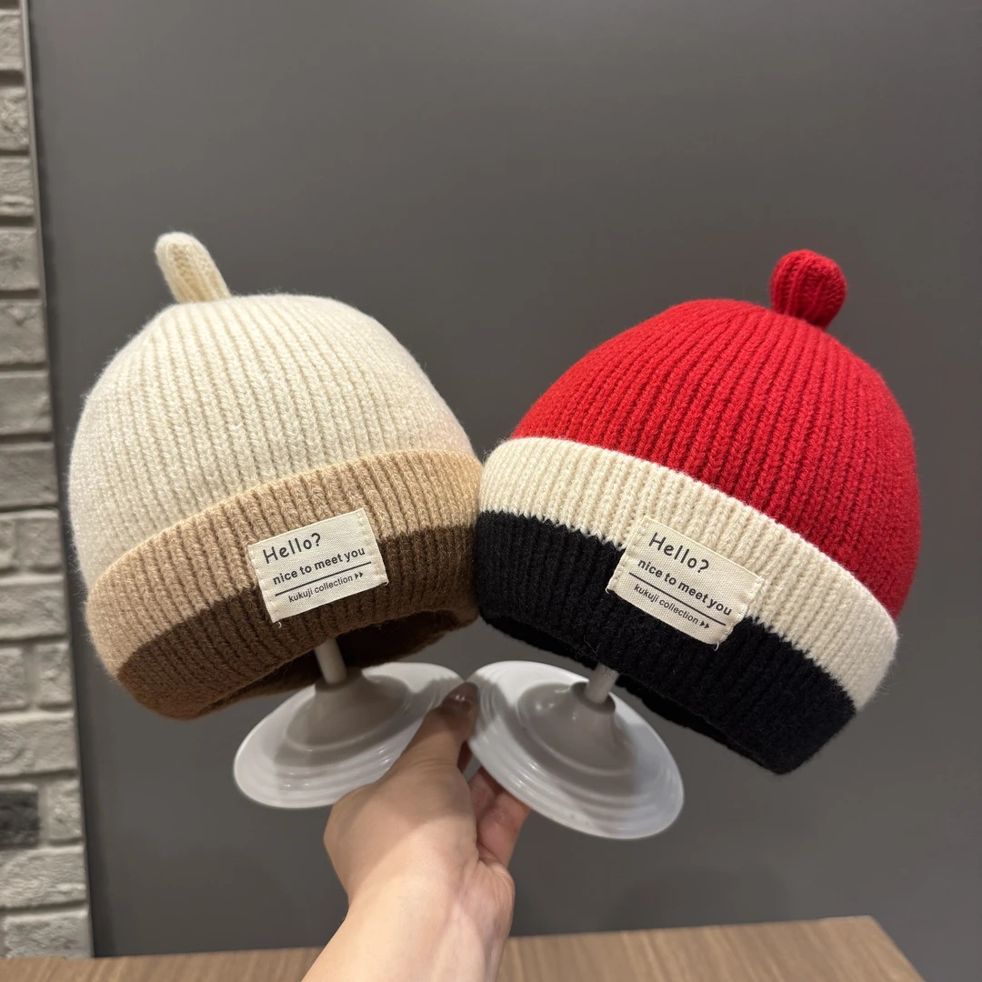 MIDIXIN/米迪昕ins婴儿帽子秋冬保暖针织套头帽小月龄宝宝毛线帽