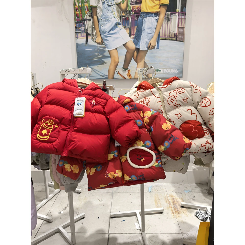 烟花爆竹好彩头宝宝羽绒服婴儿衣服儿童外套2025新年拜年服