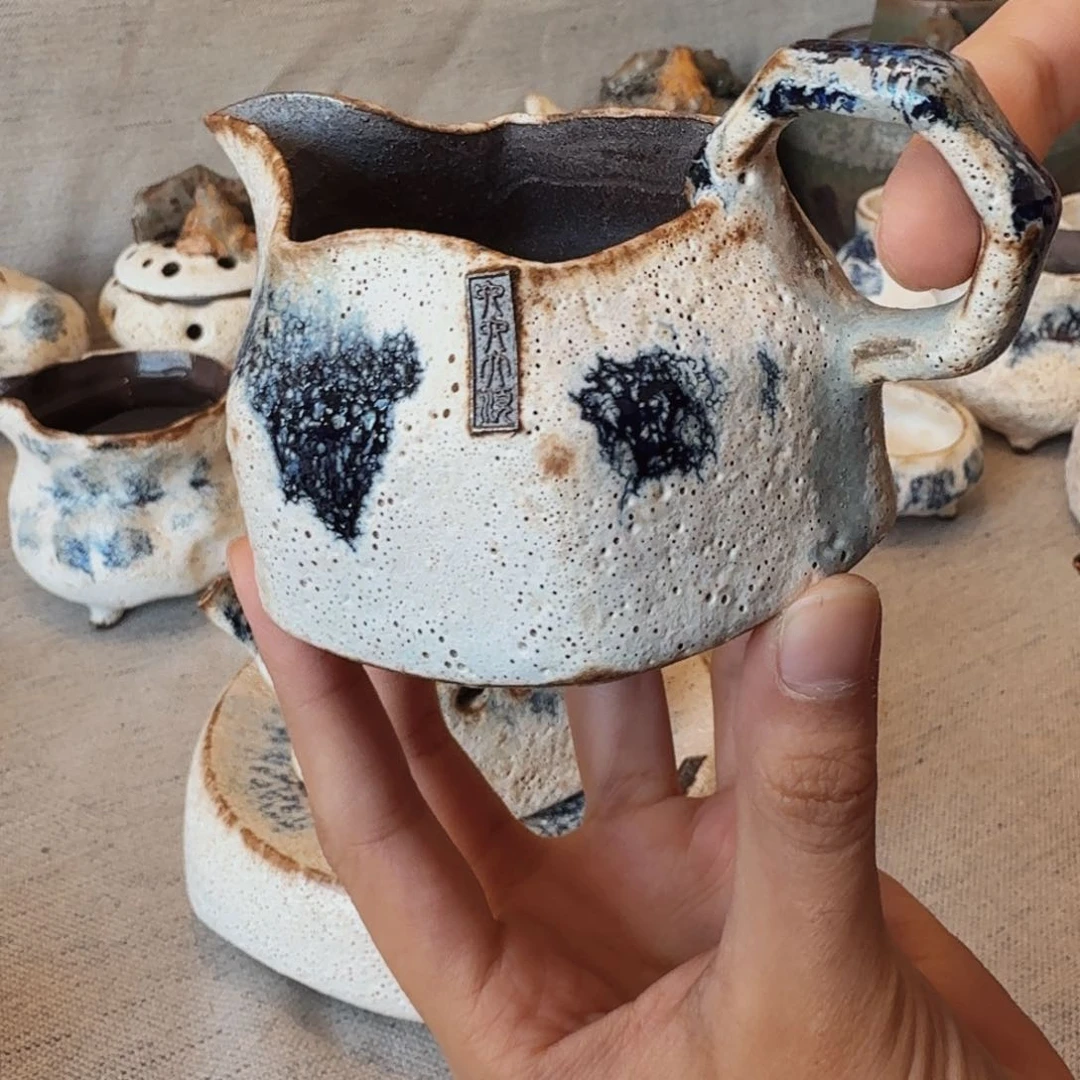 粉引公道杯六方系列