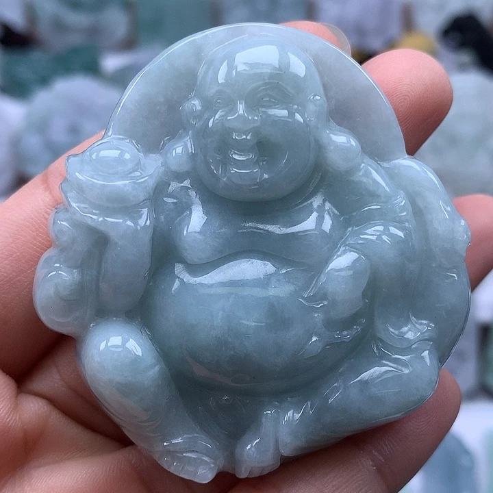 翡翠未镶嵌颈饰逍遥佛福利卡厚12.6