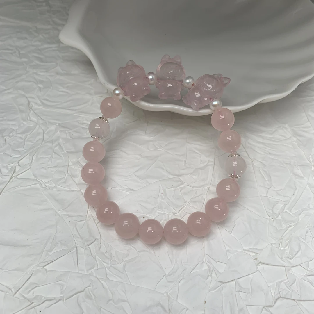 粉晶labubu手链 （粉晶有棉裂坑口）多样性发其一 D624