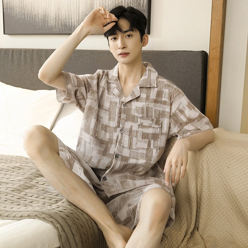2025年新款睡衣男款夏季短袖短裤夏天夏款宽松大码家居服男士套装