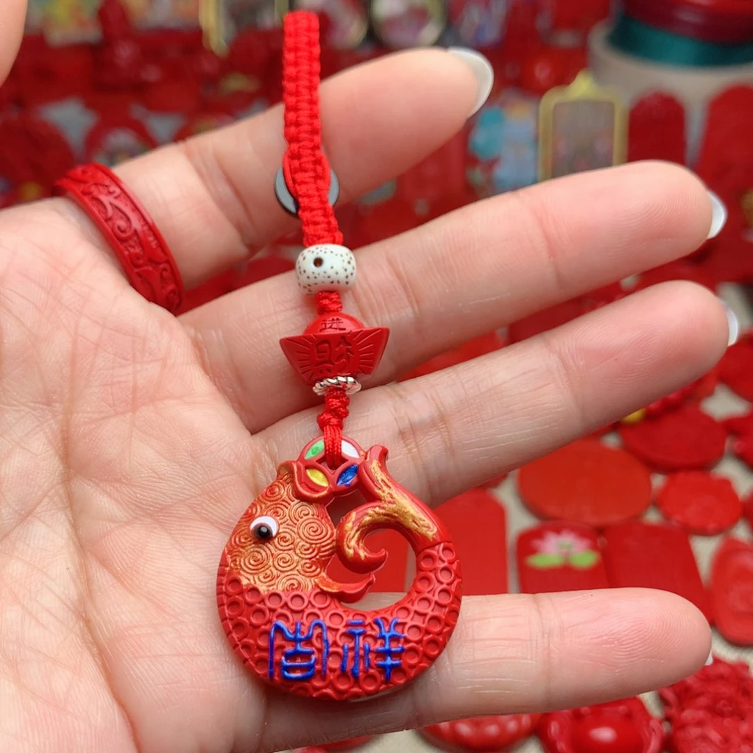 天然辰砂工艺品朱砂钥匙扣