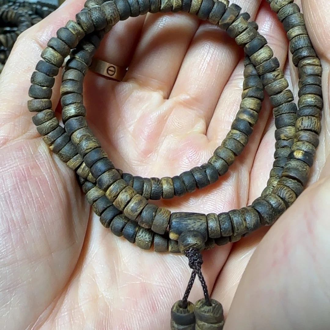 手串沉香绿奇楠沉香沉水片珠多圈05+手串