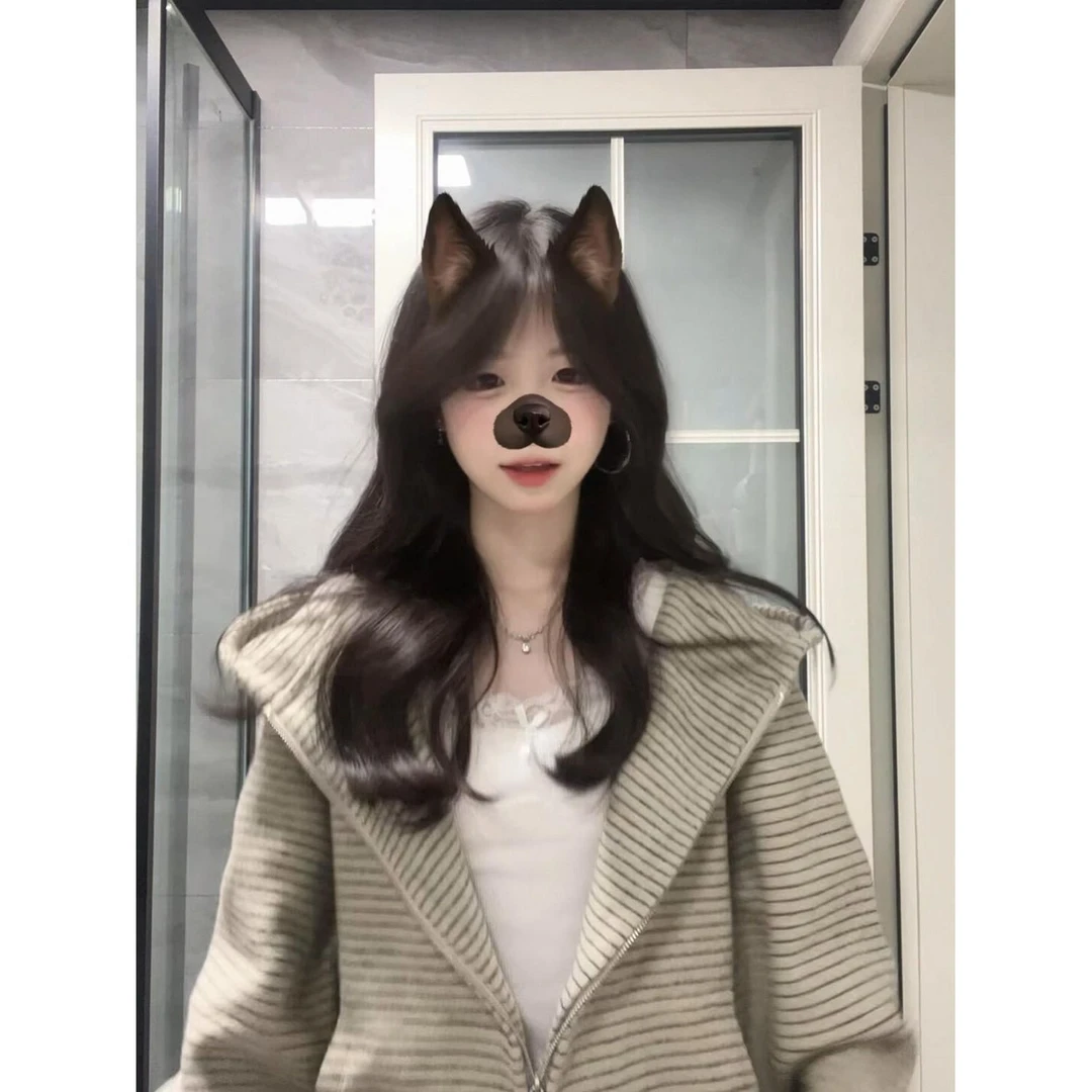 韩版美式设计感连帽卫衣女秋冬季加绒加厚拉链宽松显瘦开衫外套潮