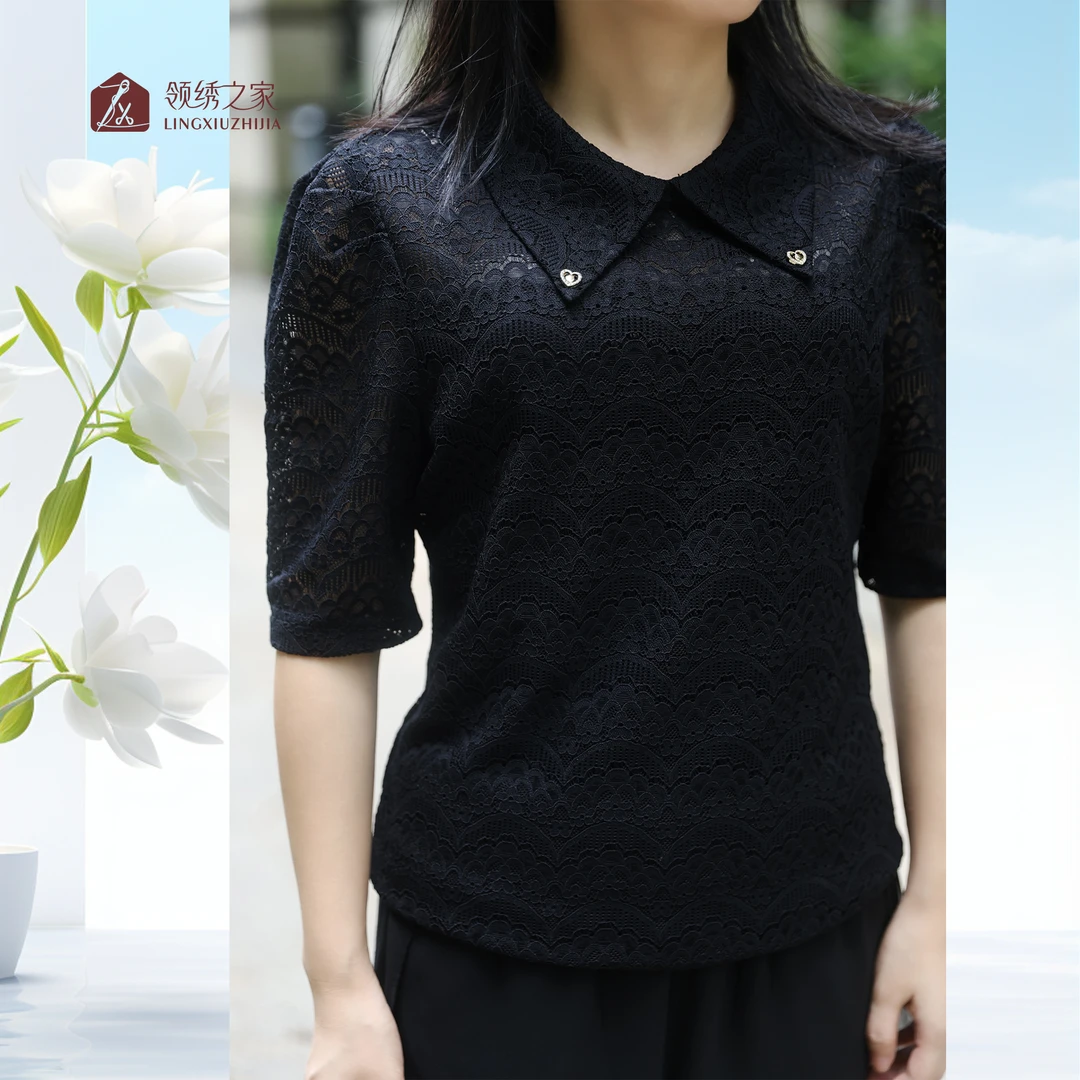 【纤巧玲珑】早秋新款蕾丝时尚上衣#YC33871A-03立领时尚气质