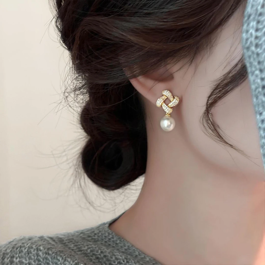 CIOEM KOUIM 足银耳饰 气质施家方形珍珠耳钉轻奢小众高级感百搭