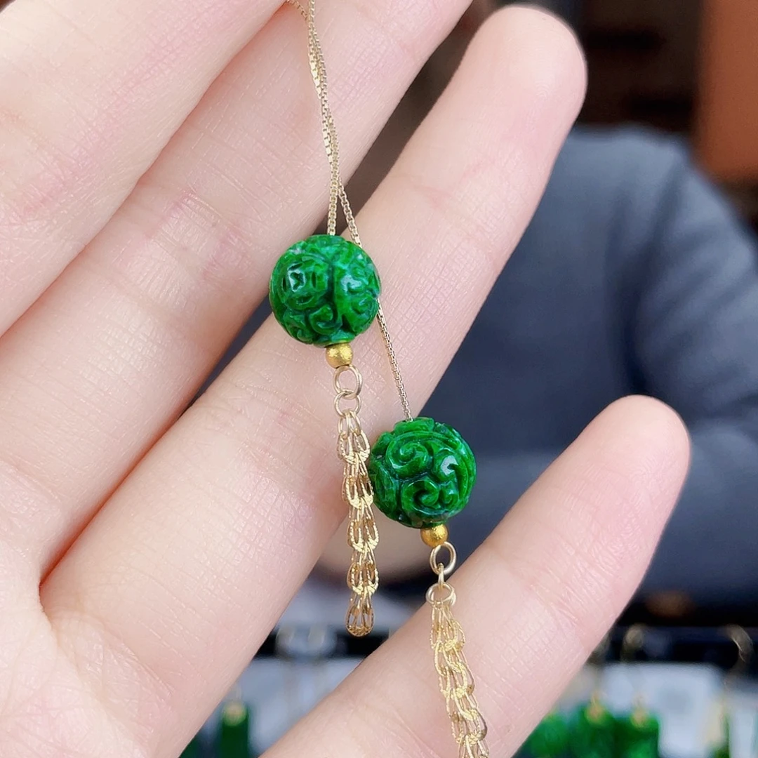 翡翠银S925镶嵌耳饰