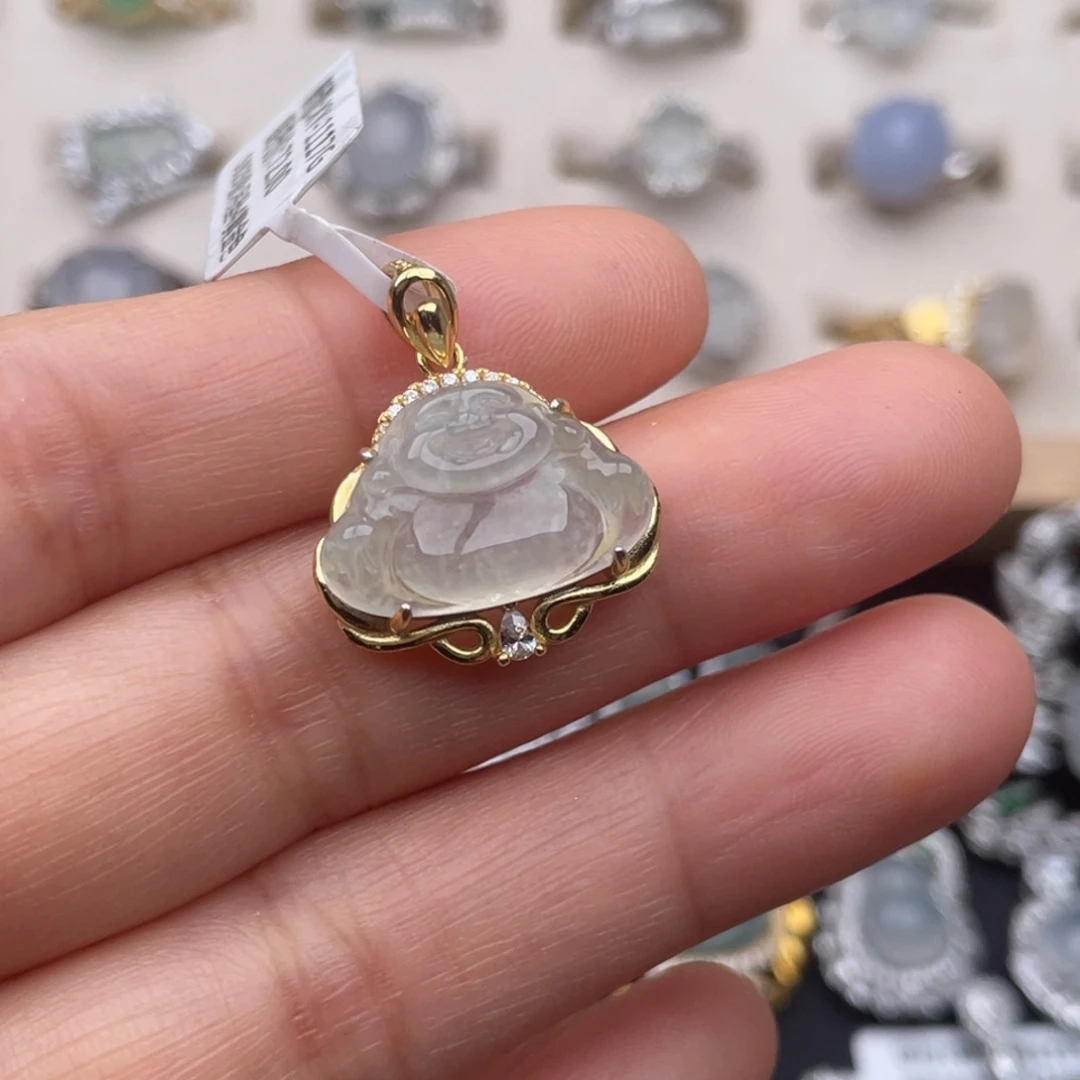 翡翠银S925镶嵌吊坠(不含链)