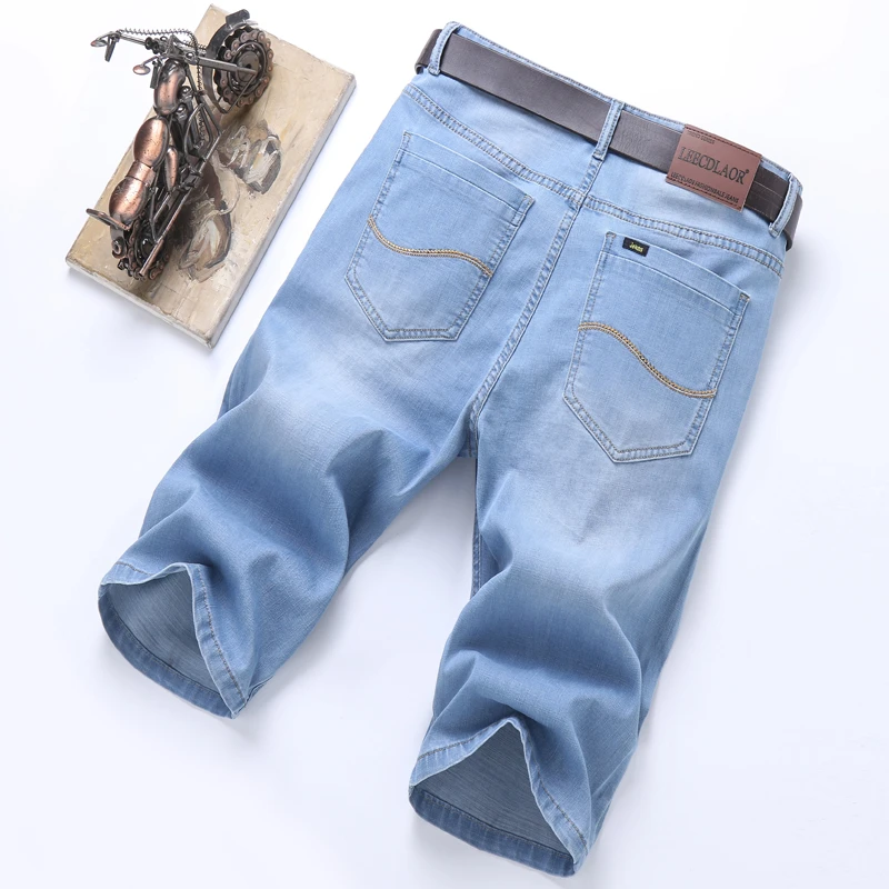 夏季薄款男士牛仔男直筒宽松中裤7七分5五分裤弹力马裤大码休闲