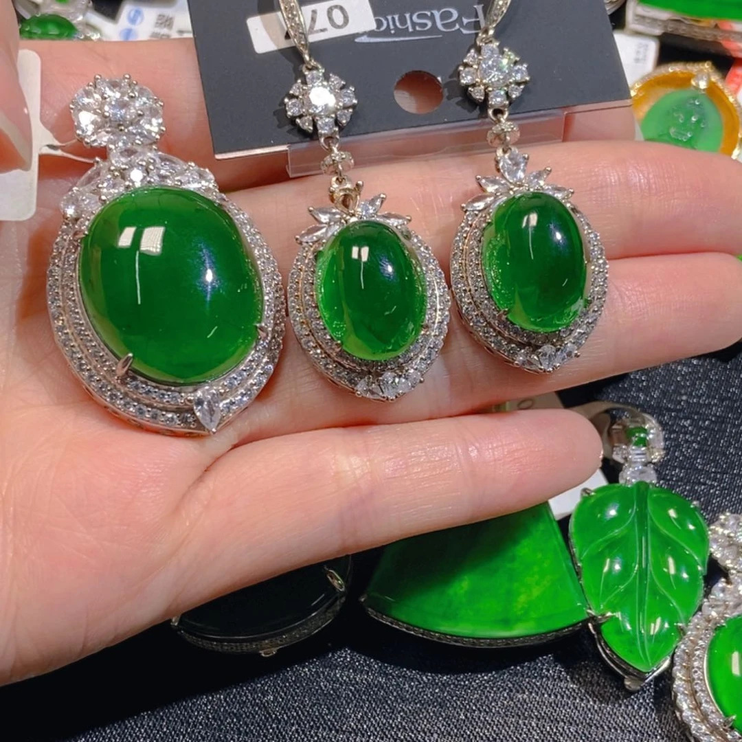 翡翠银S925镶嵌吊坠(不含链)