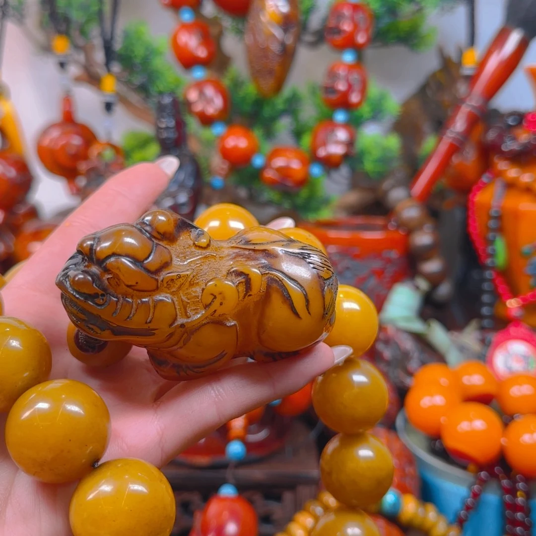 琥珀裸石未镶嵌真***量手串