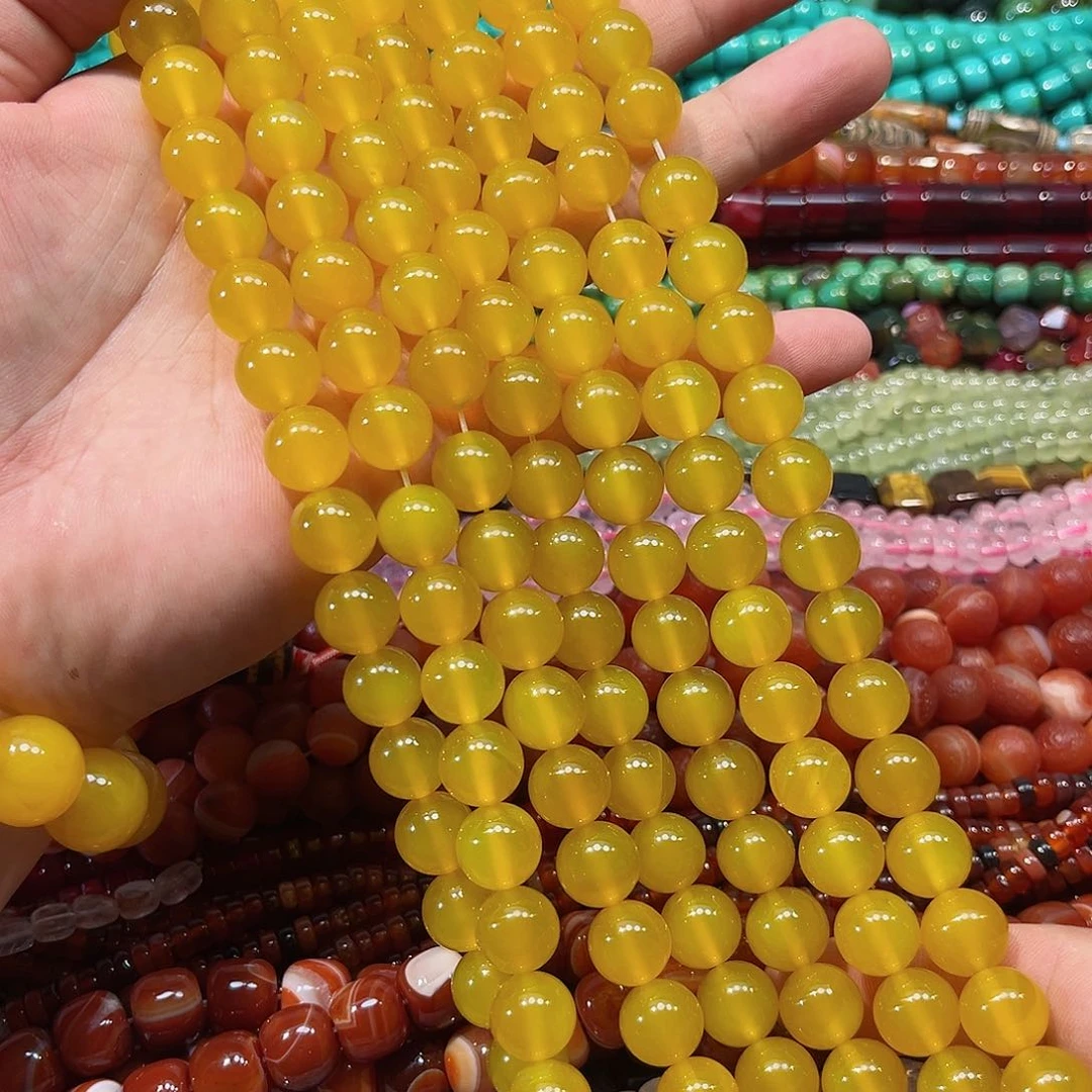 玛瑙/玉髓合金珠宝半成品黄玛瑙一条12mm