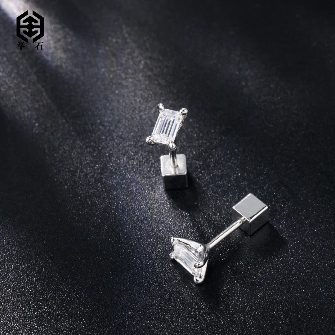 925银莫桑石银制品 【举石精选】X0620-9819-5莫桑钻耳饰（一对）F