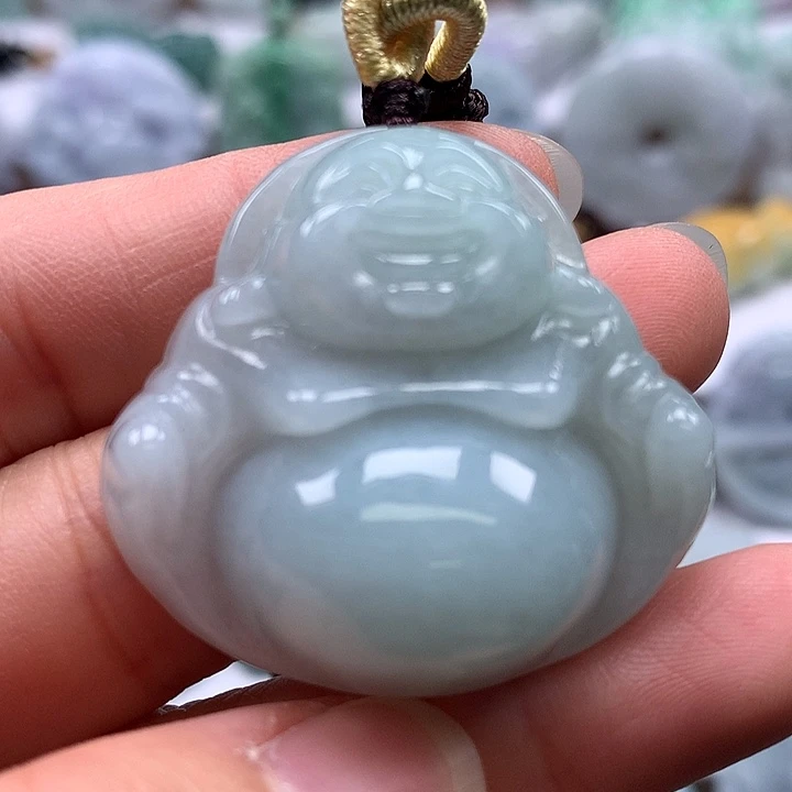 翡翠未镶嵌颈饰笑佛卡厚12+