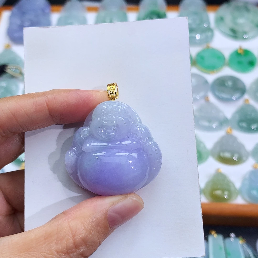 翡翠18K金镶嵌颈饰翡翠吊坠