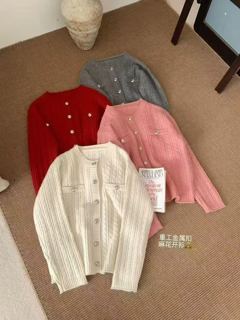 【西西家】小香风加厚麻花开衫