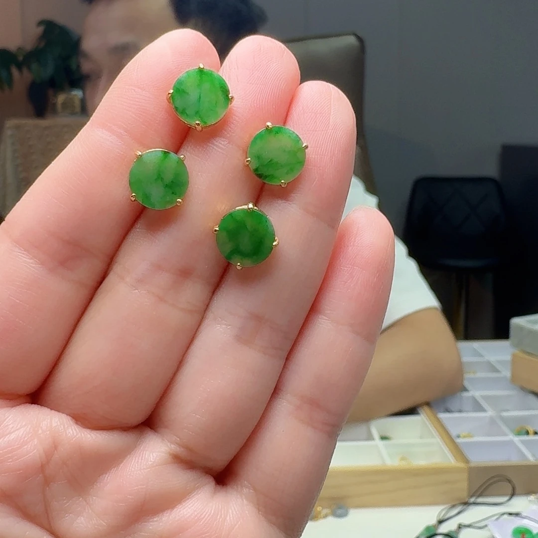 翡翠银S925镶嵌耳饰多样性发货其一