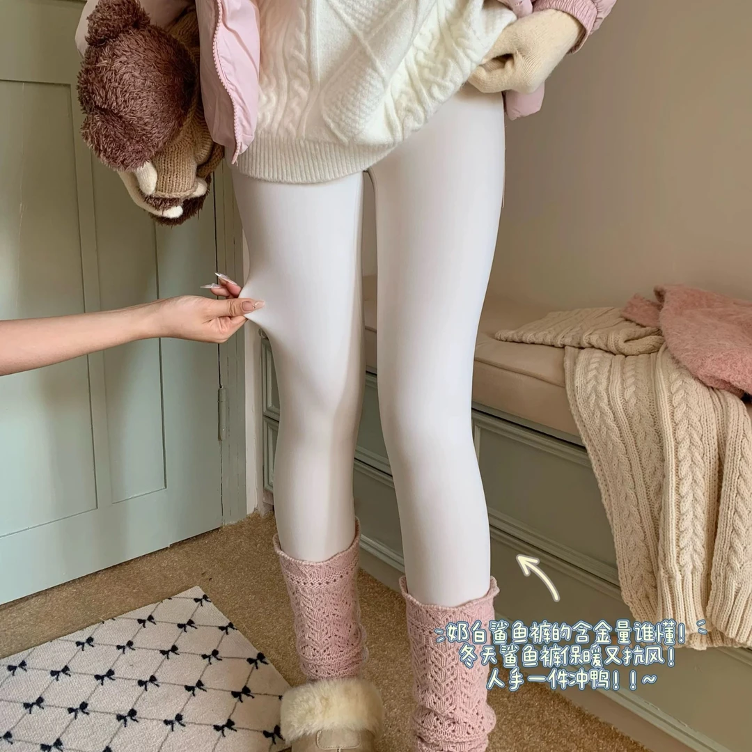 【彩色磨毛鲨鱼裤】高腰果冻腰磨毛鲨鱼裤收腹提臀芭比裤