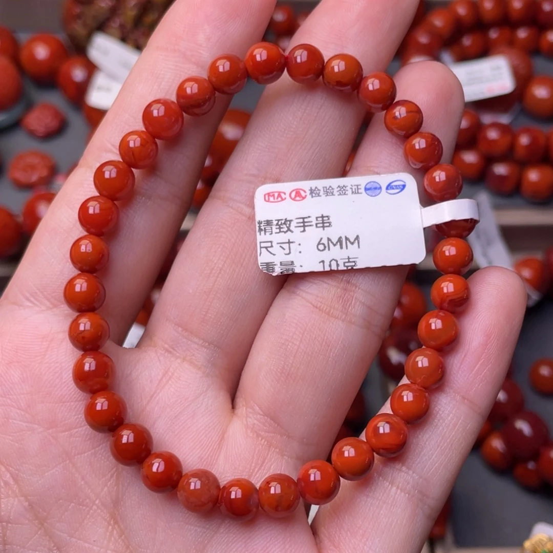 日***子南红玛瑙手串未镶嵌精致单圈6MM.10克