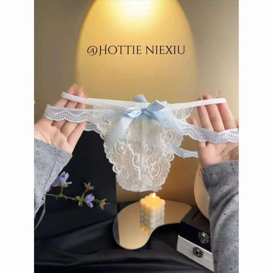 日系甜美蕾丝内裤少女低腰镂空性感三角裤蝴蝶结纯欲风网红细带