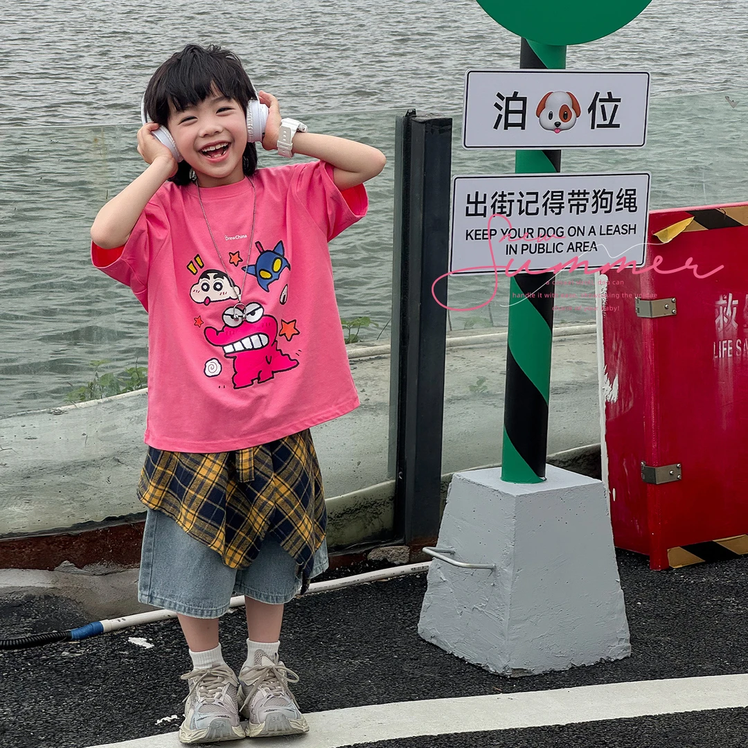 FX5103棉小班童装儿童卡通动漫印花T恤男童休闲夏季出街短袖上衣