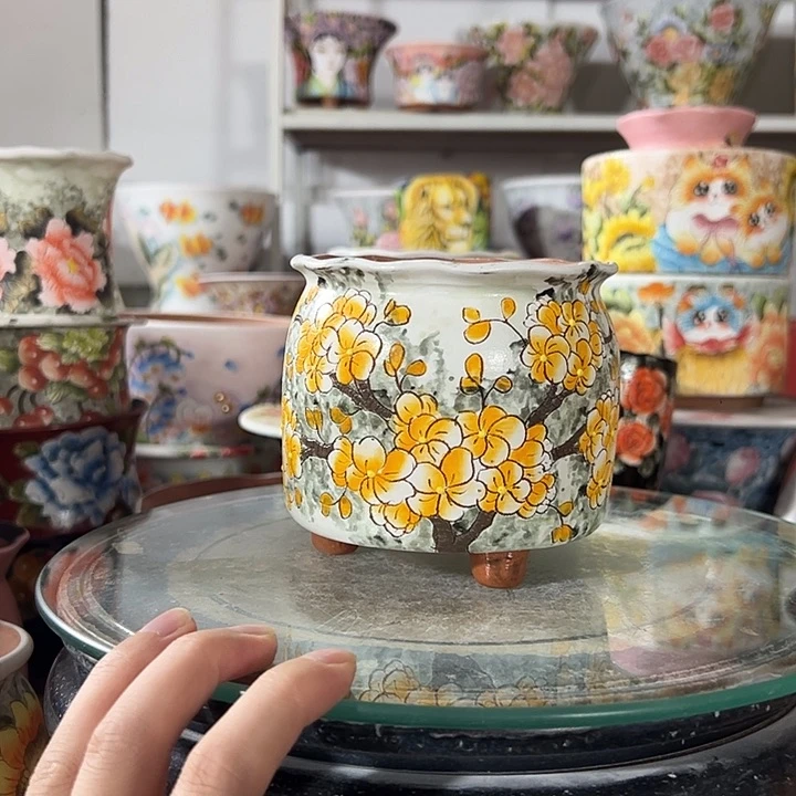 景德镇幸运花盆手绘盆