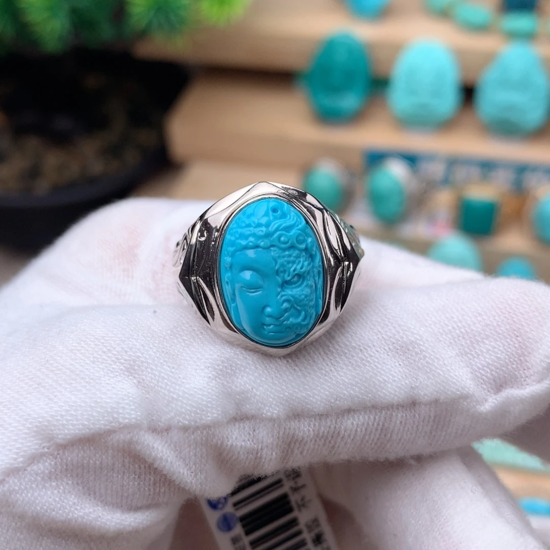 绿松石珠宝奇石银S925镶嵌