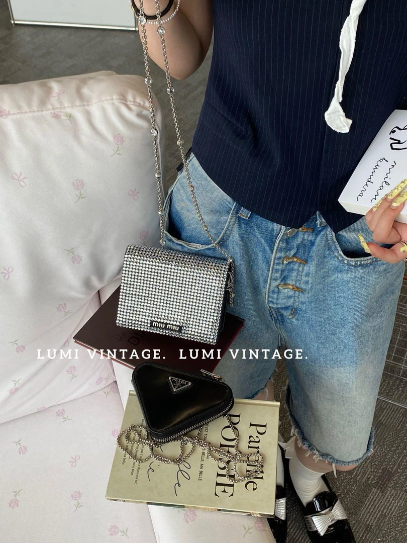95新 MIU MIU/缪缪 满钻宝石斜挎包52515105