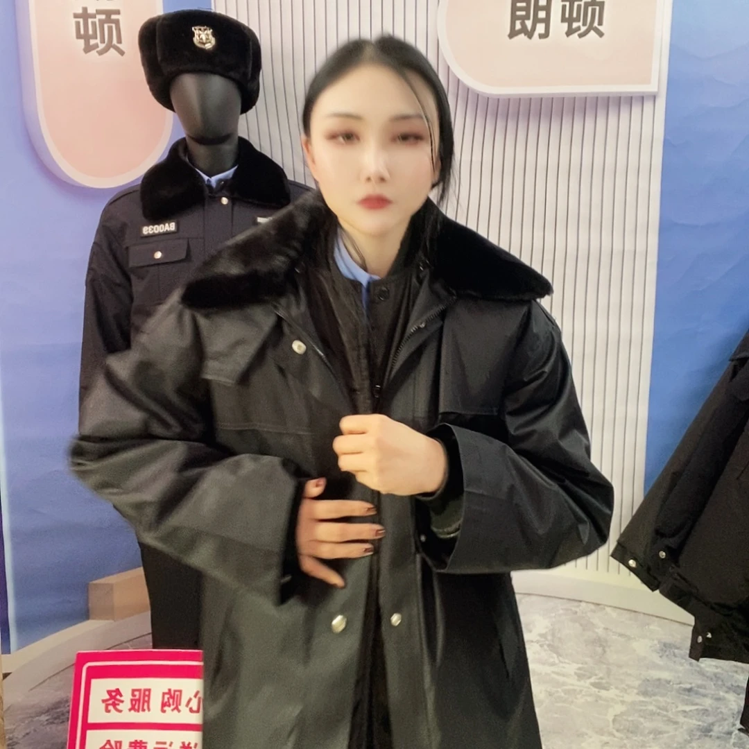 黑色羊皮毛中长款大衣185码