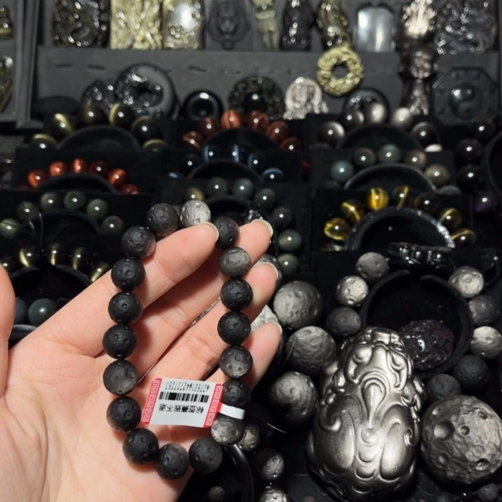 失***粉黑曜岩未镶嵌珠宝奇石