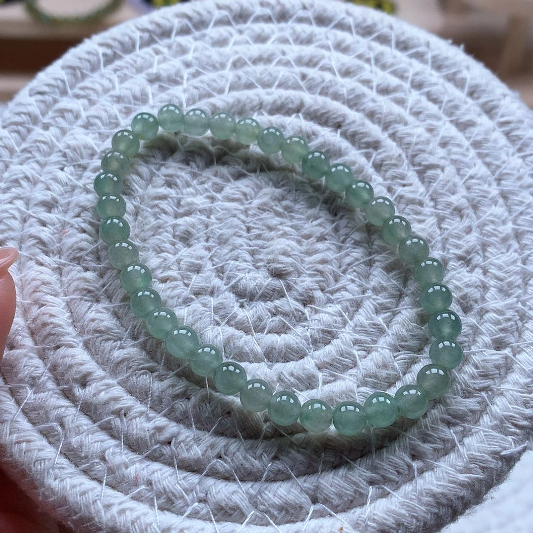 翡翠未镶嵌手串油青5.0