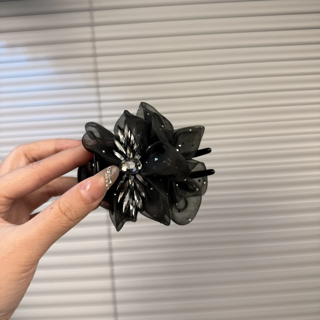 满天星丸子夹新款重工百搭氛围感优雅气质精致时尚马尾夹轻奢头饰