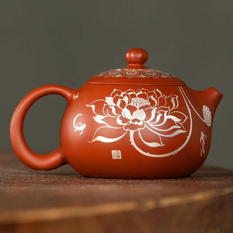 【中国邮政专属链接】银绘荷莲西施紫砂壶 2356