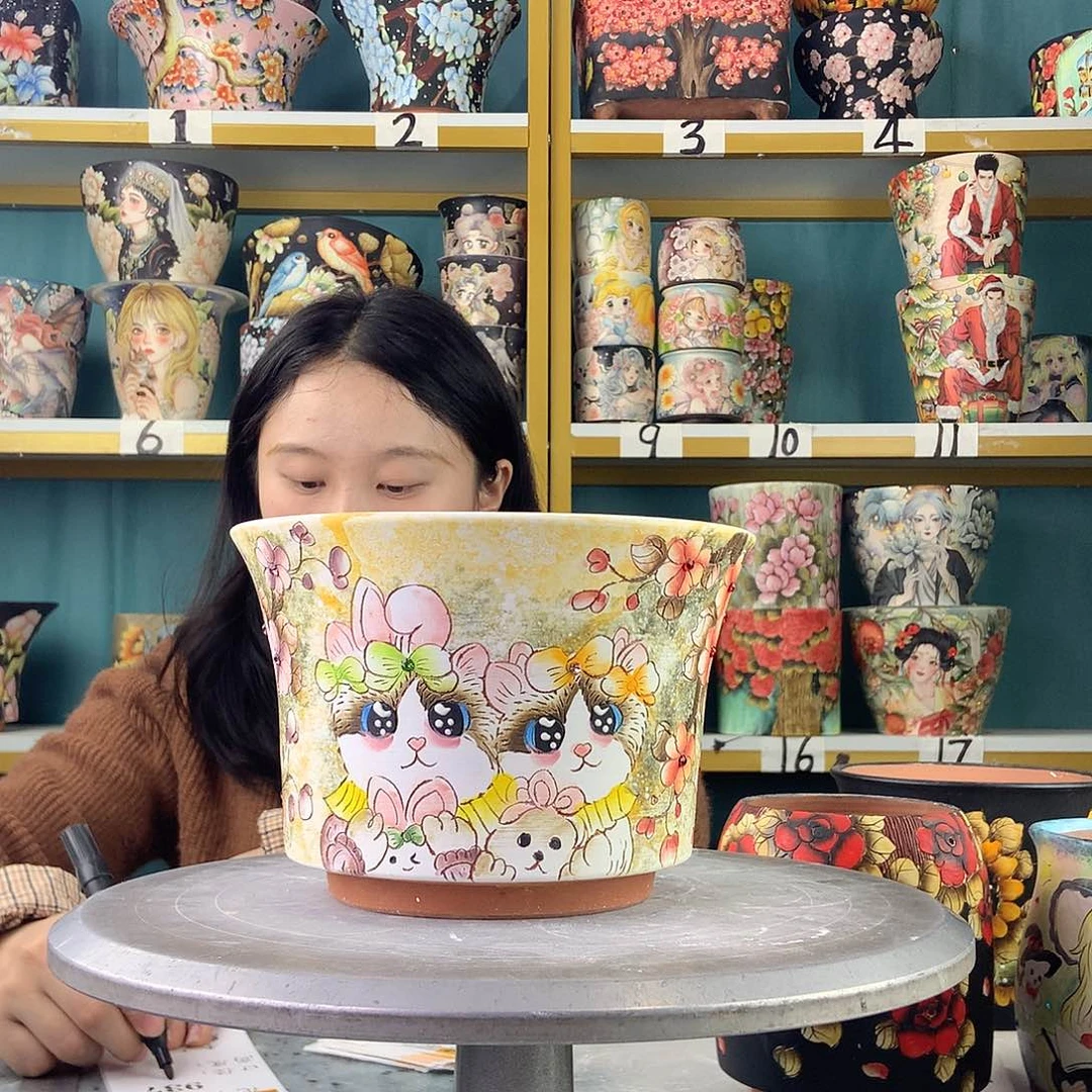 陶景德镇手工花盆937