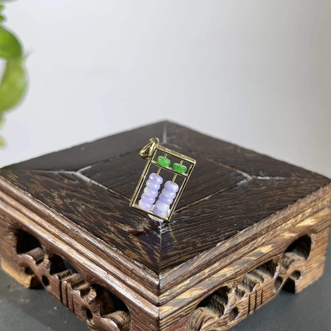 JGW30-128  天然缅甸A货翡翠  18K镶嵌算盘